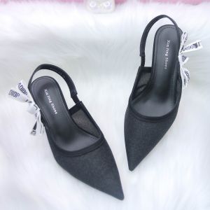 Khám phá Giày Hở Gót  Nữ TGG 699-209 Màu Đen Vải Lưới Óng Ánh Size 35